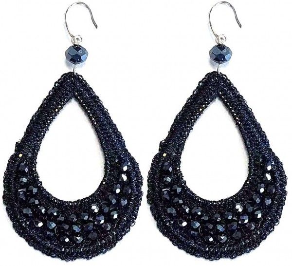 Oorbellen Glas 9x4,5cm Blauw