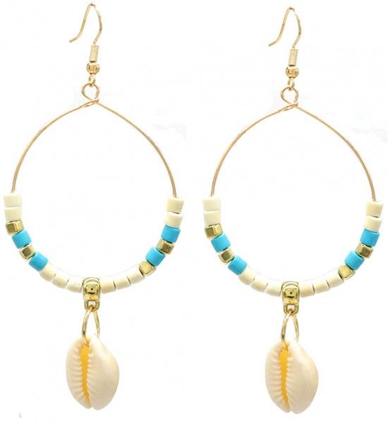 Oorbellen Schelp 8x4,5cm Blauw