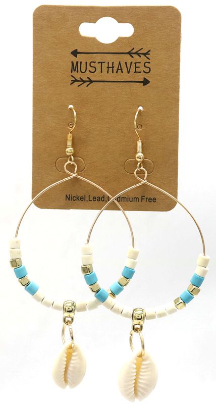 Oorbellen Schelp 8x4,5cm Blauw