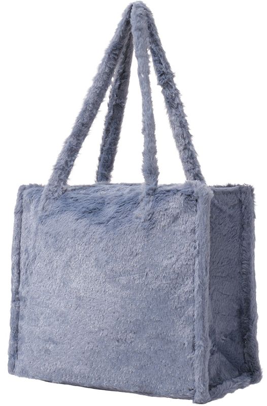 Pluche shopper van imitatiebont 36x29x13,5cm