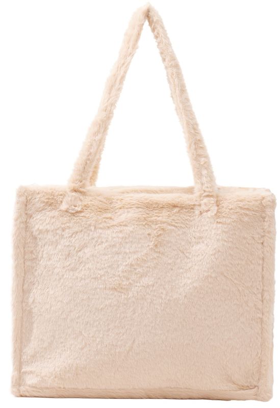 Pluche shopper van imitatiebont 36x29x13,5cm