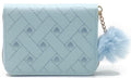 Portemonnee met geborduurde hartjes 12x9cm - Blauw