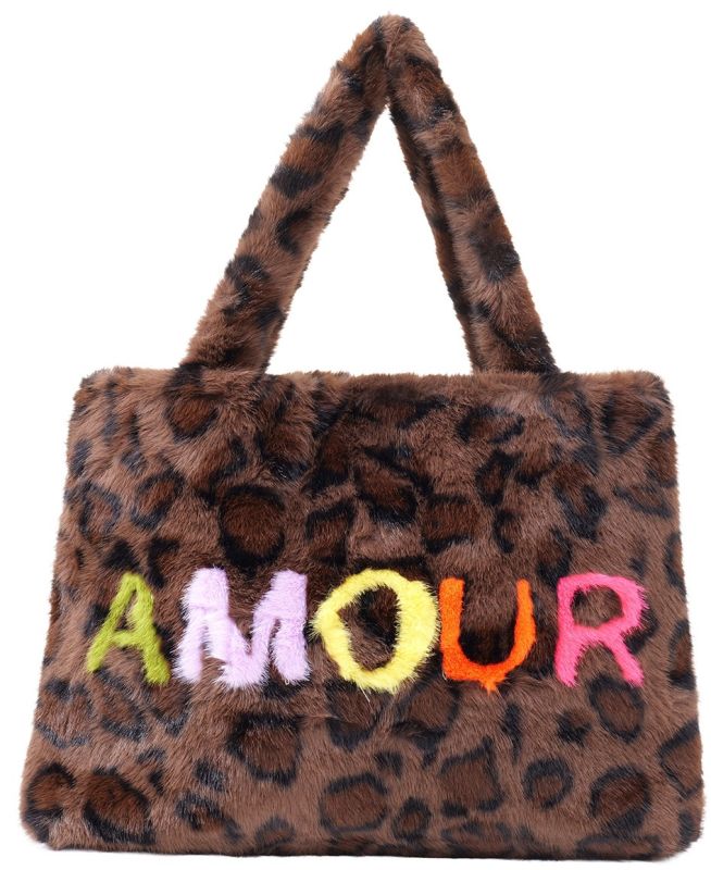 fluffy Shopper Bag Leopard AMOUR 45x33cm