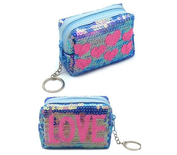 Sleutelhangerportemonnee LOVE Pailletten 10x7x4cm