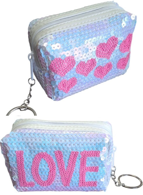Sleutelhangerportemonnee LOVE Pailletten 10x7x4cm