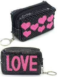 Sleutelhangerportemonnee LOVE Pailletten 10x7x4cm